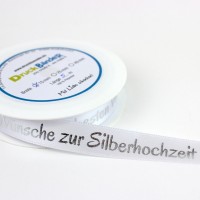 Dekoband mit "Die besten Wünsche zur Silberhochzeit" Schriftzug
