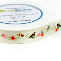 15 mmSatinband mit buntem Aufdruck - Dekoband