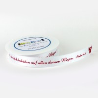 Satinband mit Taufspruch Denn er hat seinen Engeln befohlen, dass sie dich behüten....."