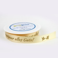 Dekoband „Wir wünschen dem Brautpaar alles Gute“ und Motiv "Täubchen"